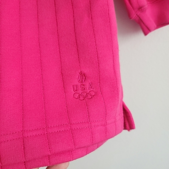 VTG USA Olympics JCPenny Pink Vertical Ribbed Long Sleeve Pullover Sweatshirt - Picture 4 of 5